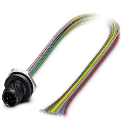 Phoenix Contact M12 Contact Carrier - Plug; SACC-E-M12MS-8CON-M16/0;5 P; Male; 8-Pin; 8-Wire; A - Standard Key; Front Mount; 0.5m Lead Wire